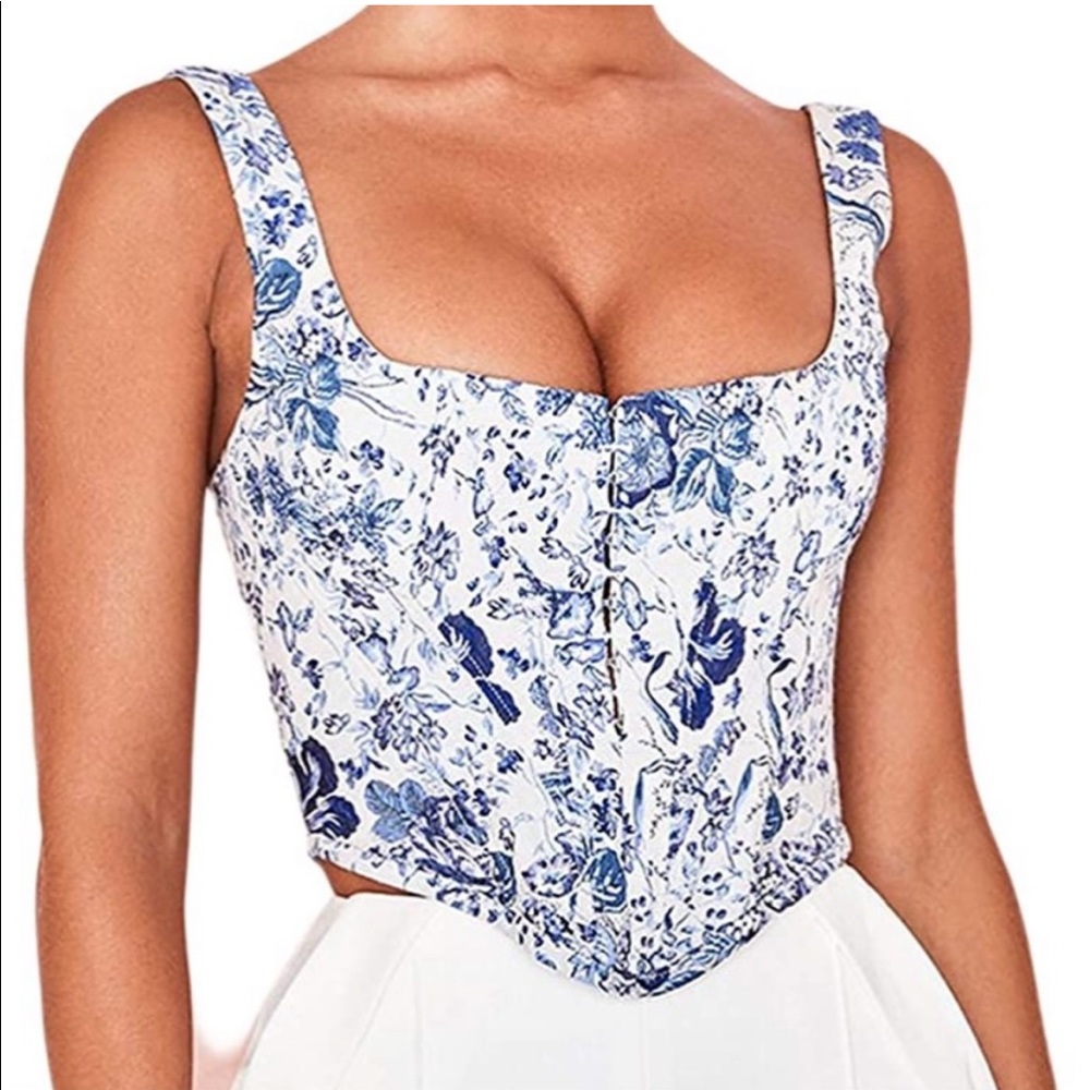 House of CB Versailles blue & white Corset